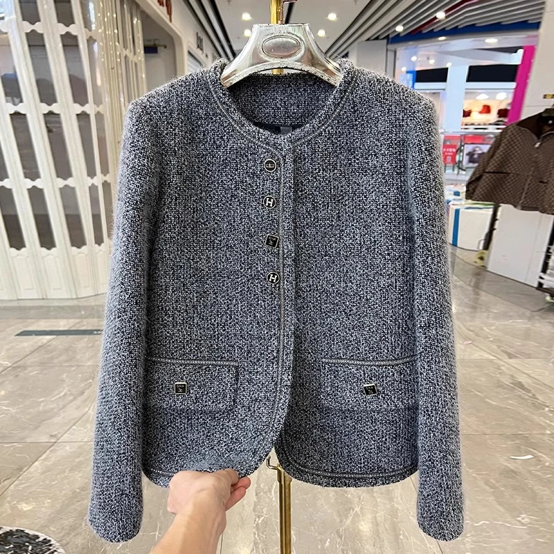 2025春季新款妈妈装圆领小香风外套短款春秋新款洋气小个子中老年