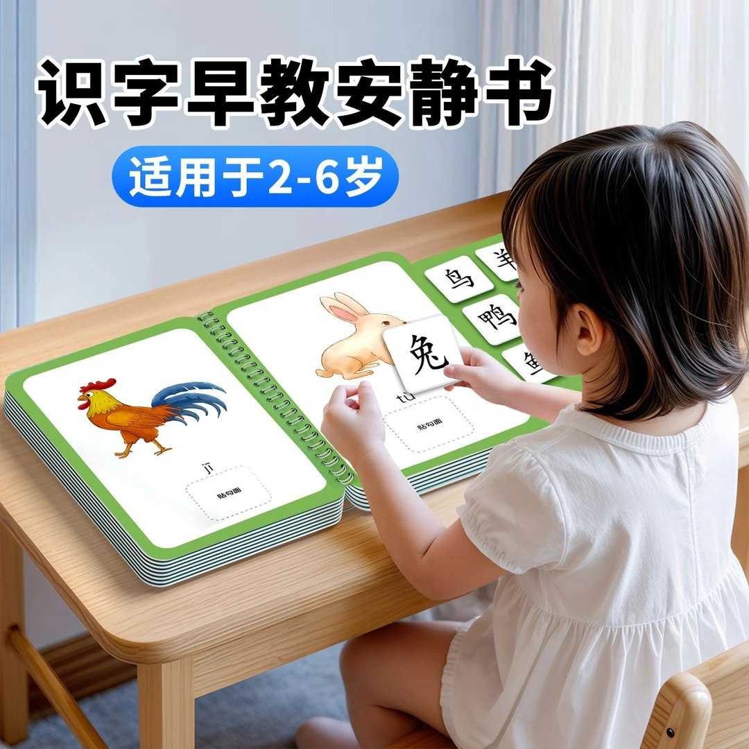 识字书幼儿认字早教安静书儿童启蒙幼儿园认字全套宝宝识字卡片