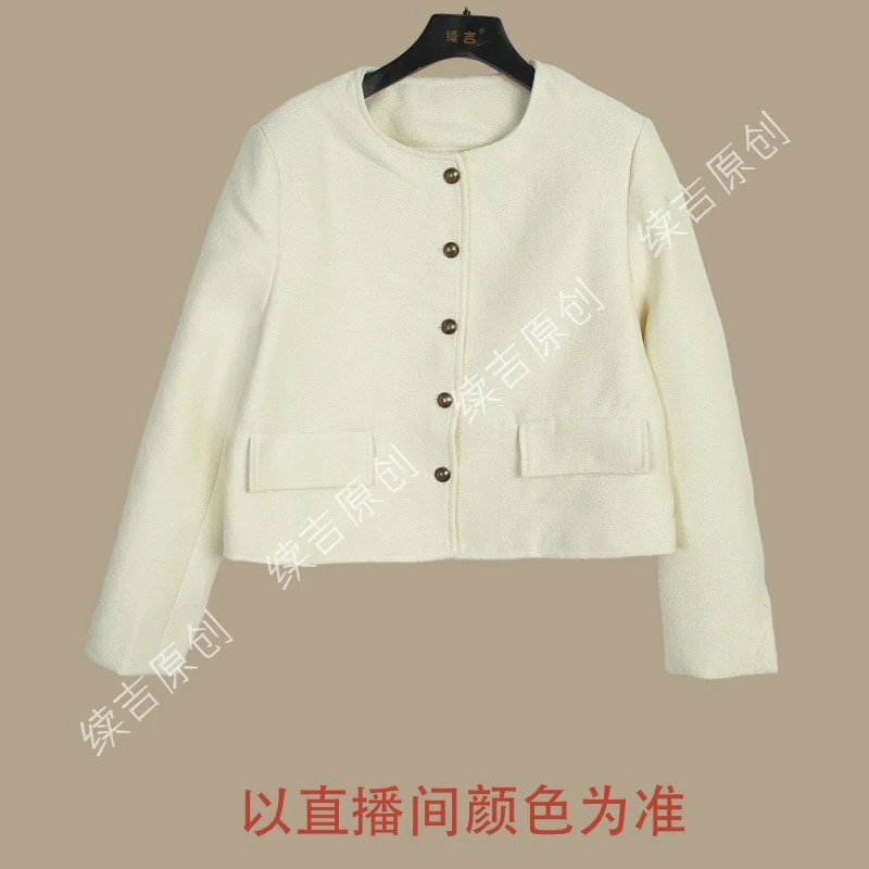 续吉出品4577法式复古圆领小香风外套精致浪漫感上衣外套
