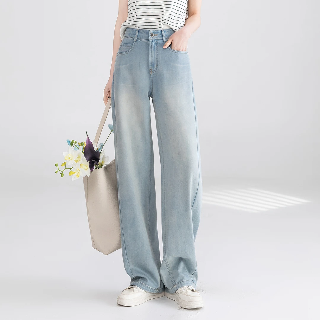 【巴恩风弯刀裤】复古高腰显瘦时尚百搭直筒微喇裤CC5533 裤长105