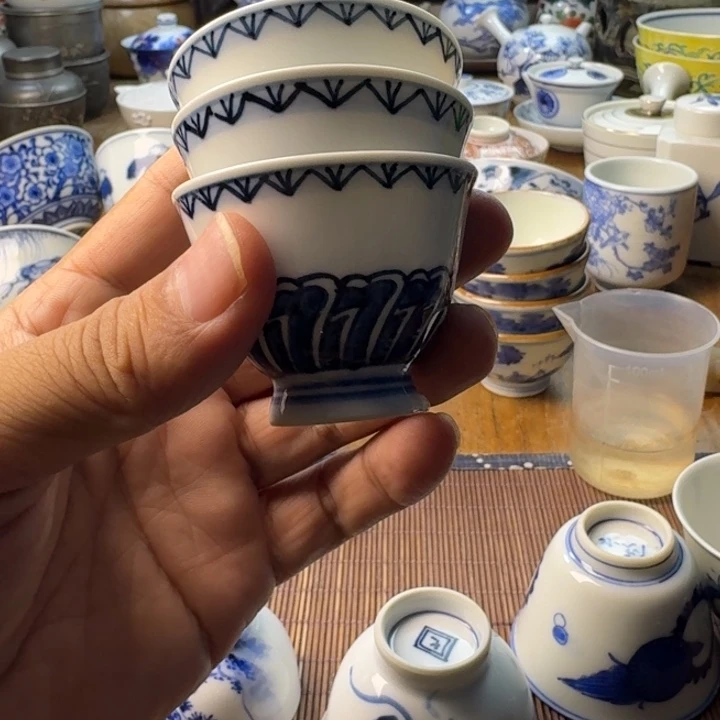 流***兔青花瓷器杯子茶具