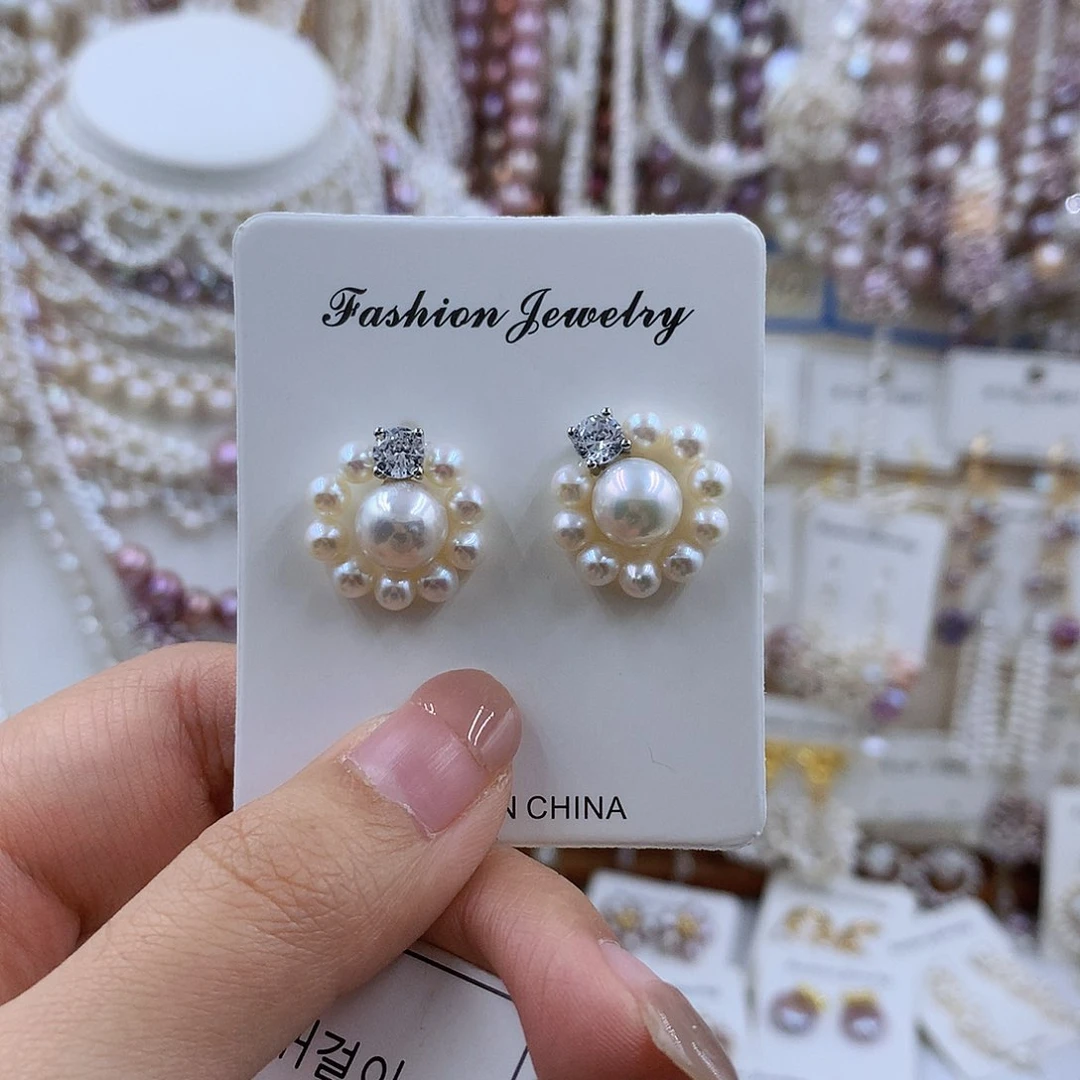 项链银S925镶嵌淡水珍珠