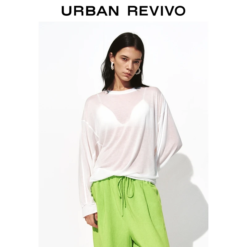 UR2025秋季新款女装休闲简约织唛超宽松长袖T恤UWH450086