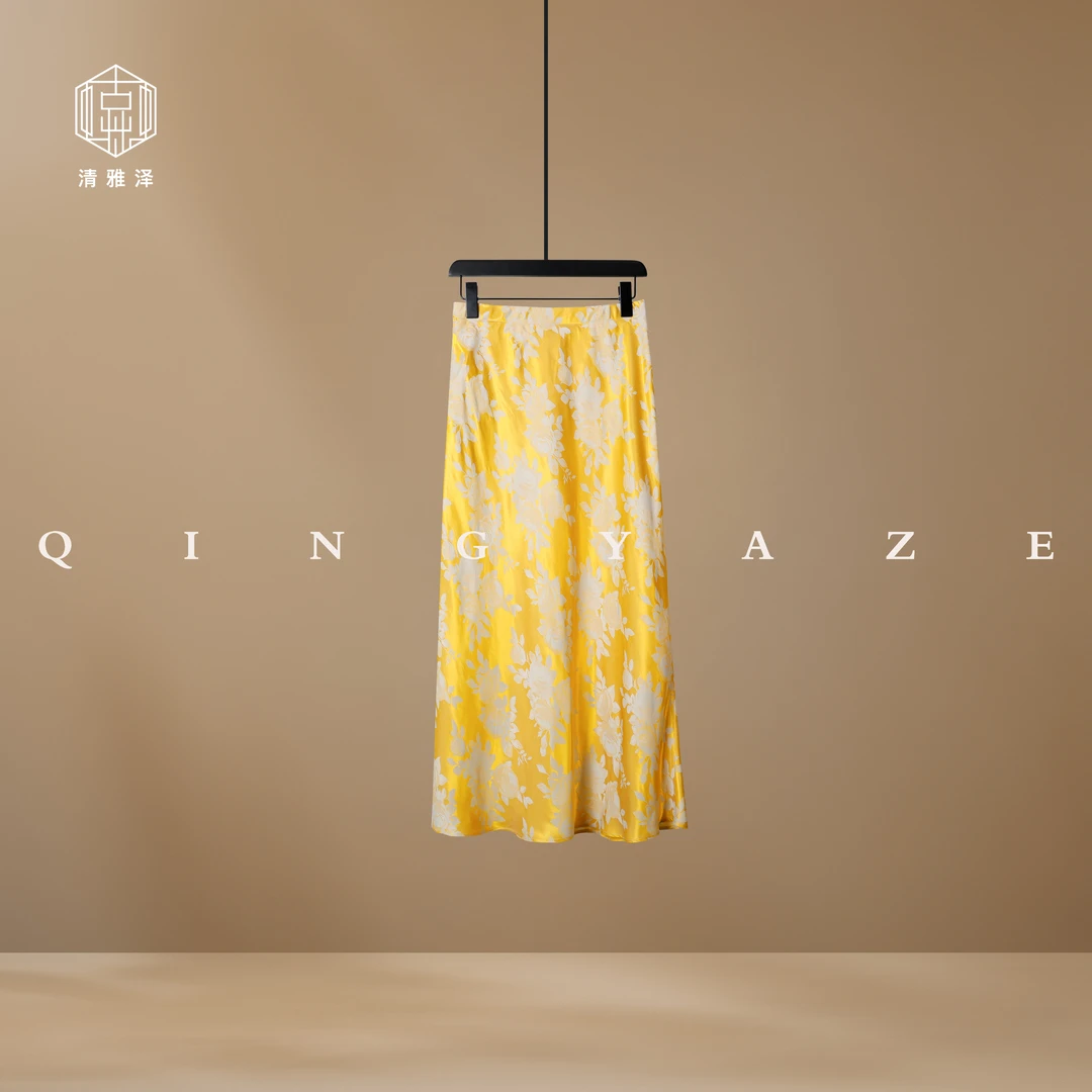 云想春风！桑蚕丝丝粘提花新中式半裙GZ5714