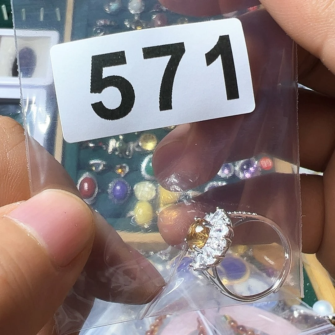 黄晶戒指银S925镶嵌?***?