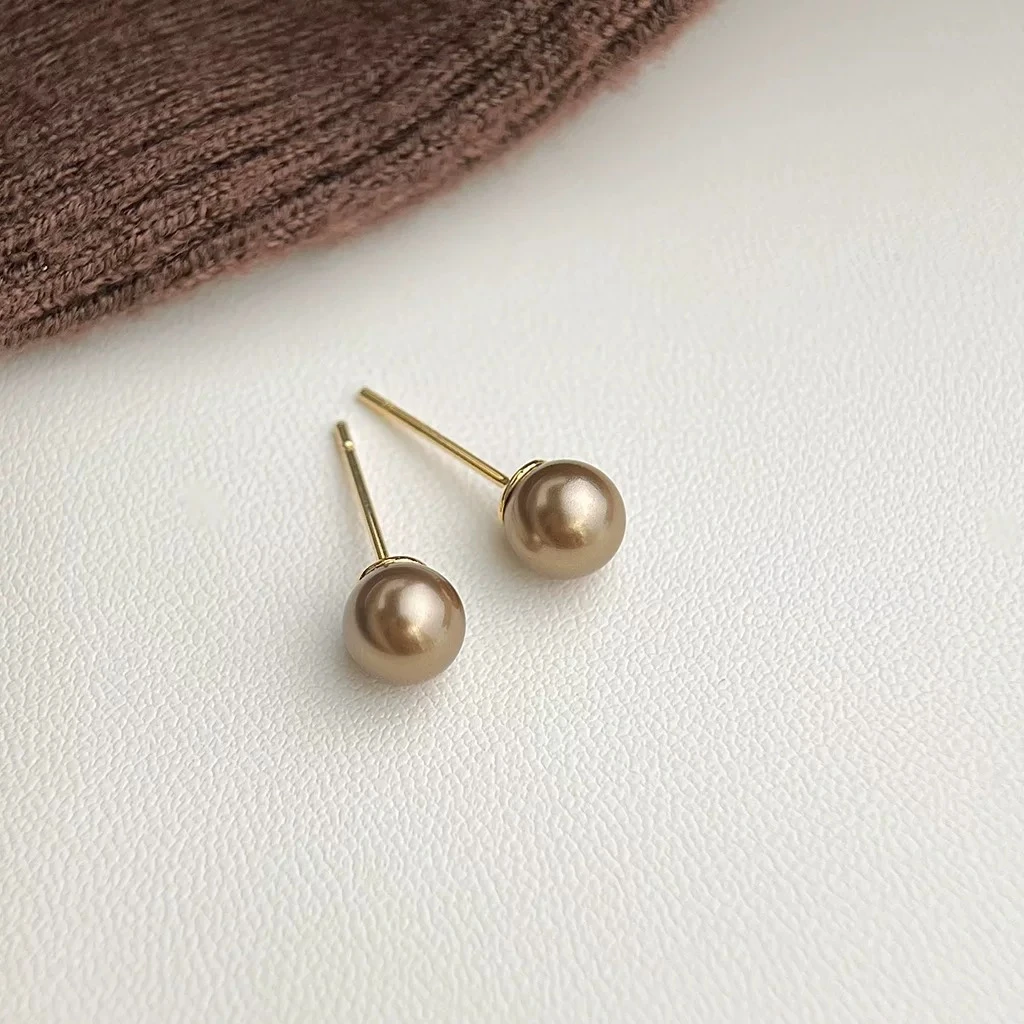 925银仿珍珠耳饰 经典气质百搭通勤耳环小众设计银针耳钉女复古
