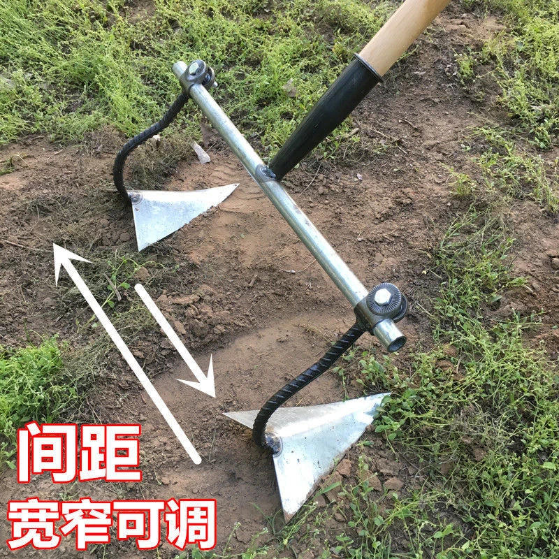 双头三角锄头农用开沟神器手拉耘锄家用翻地松土起垄种菜施肥