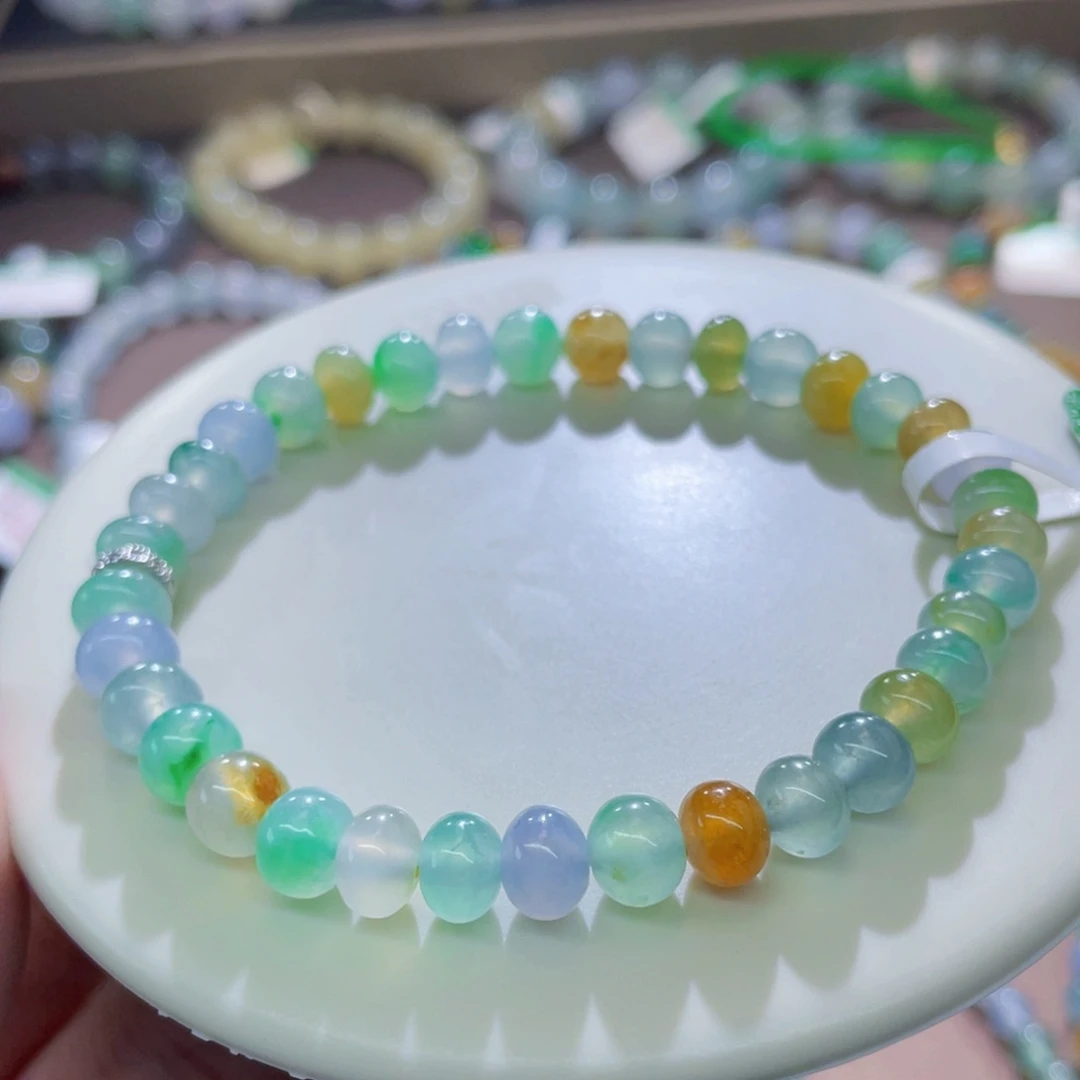 未镶嵌手链翡翠糖果鼓珠卡6-7