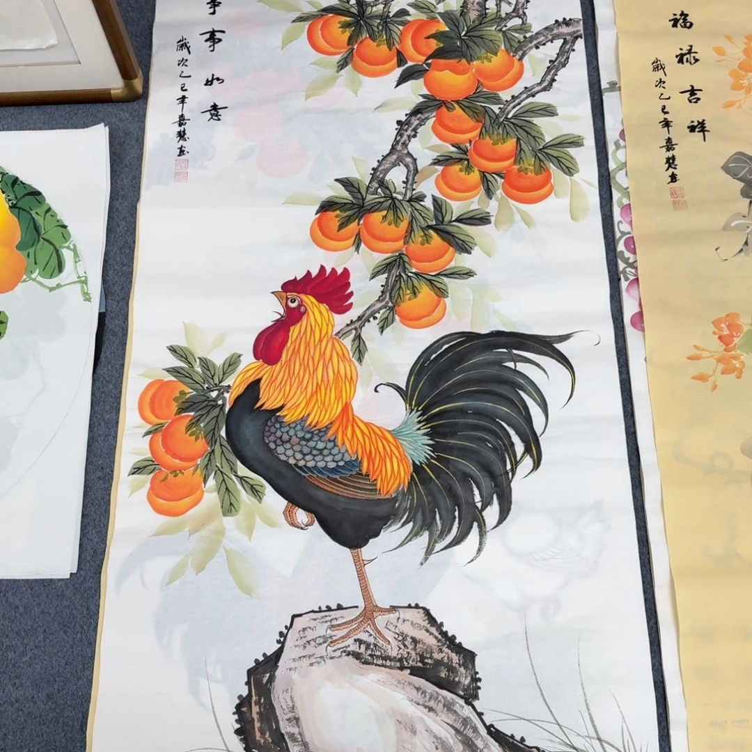 国画四尺尺寸70X140纯手绘作品