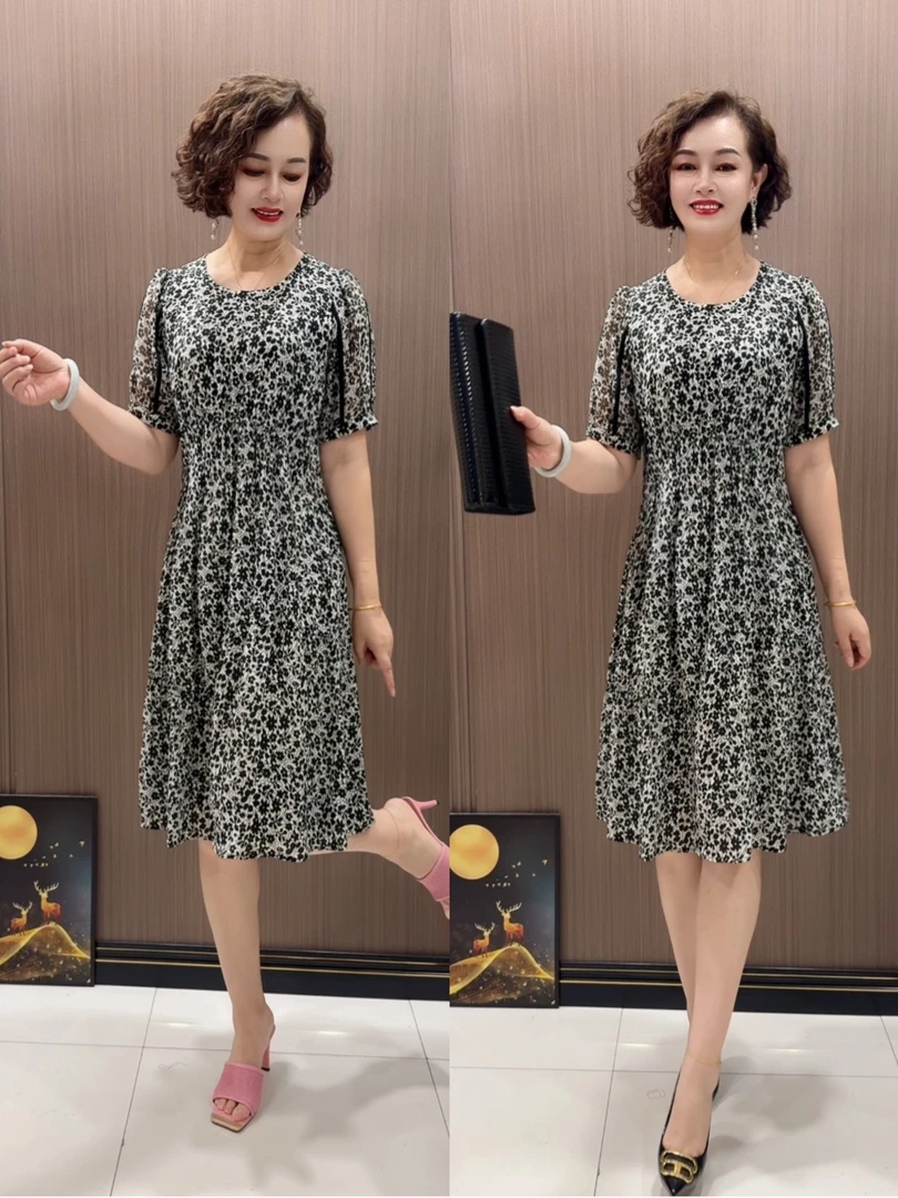 L101款时尚.碎花显瘦宽松休闲遮肚洋气夏季连衣裙