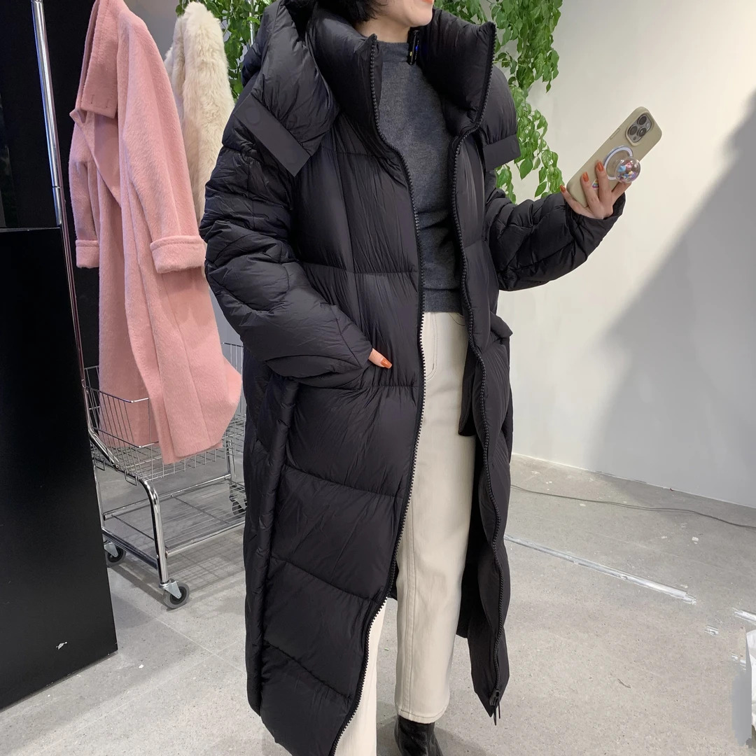 LNDG双口袋连帽长款羽绒服LNDG40290