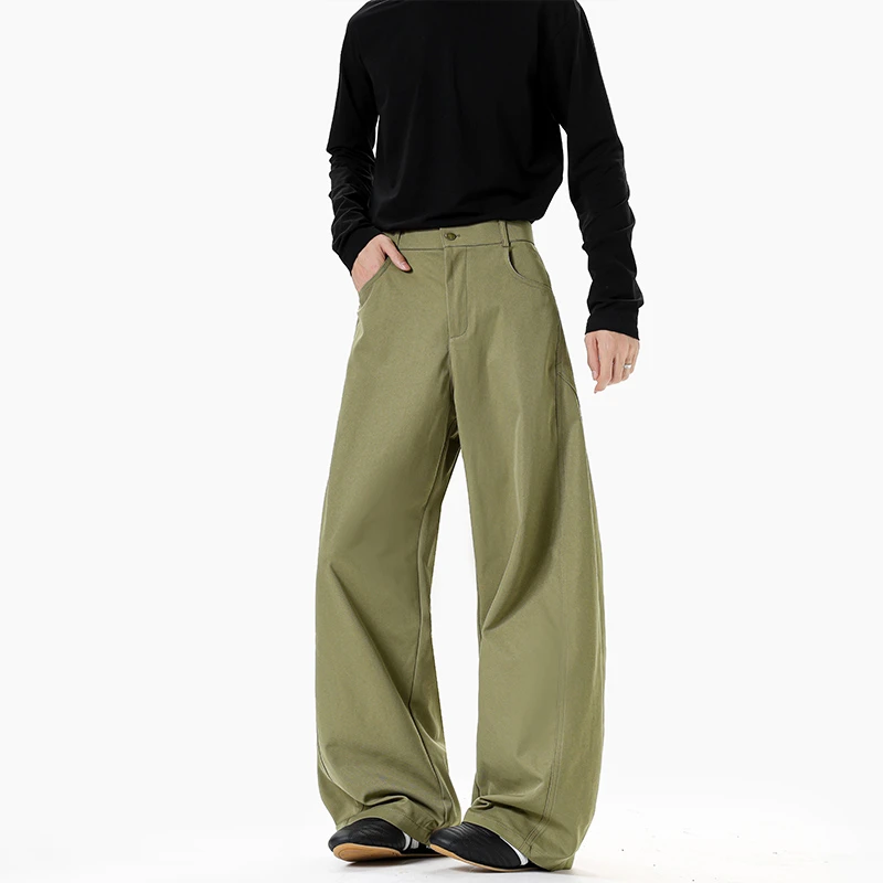 BIFEILESS早秋新款美式工装微弯刀百搭设计感休闲裤半松紧腰慵懒