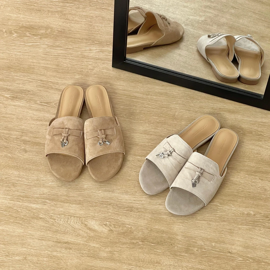 HUSSLOVE 羊猄·跟高1CM·韩版磨砂一字拖时尚女鞋春夏度假风拖鞋女