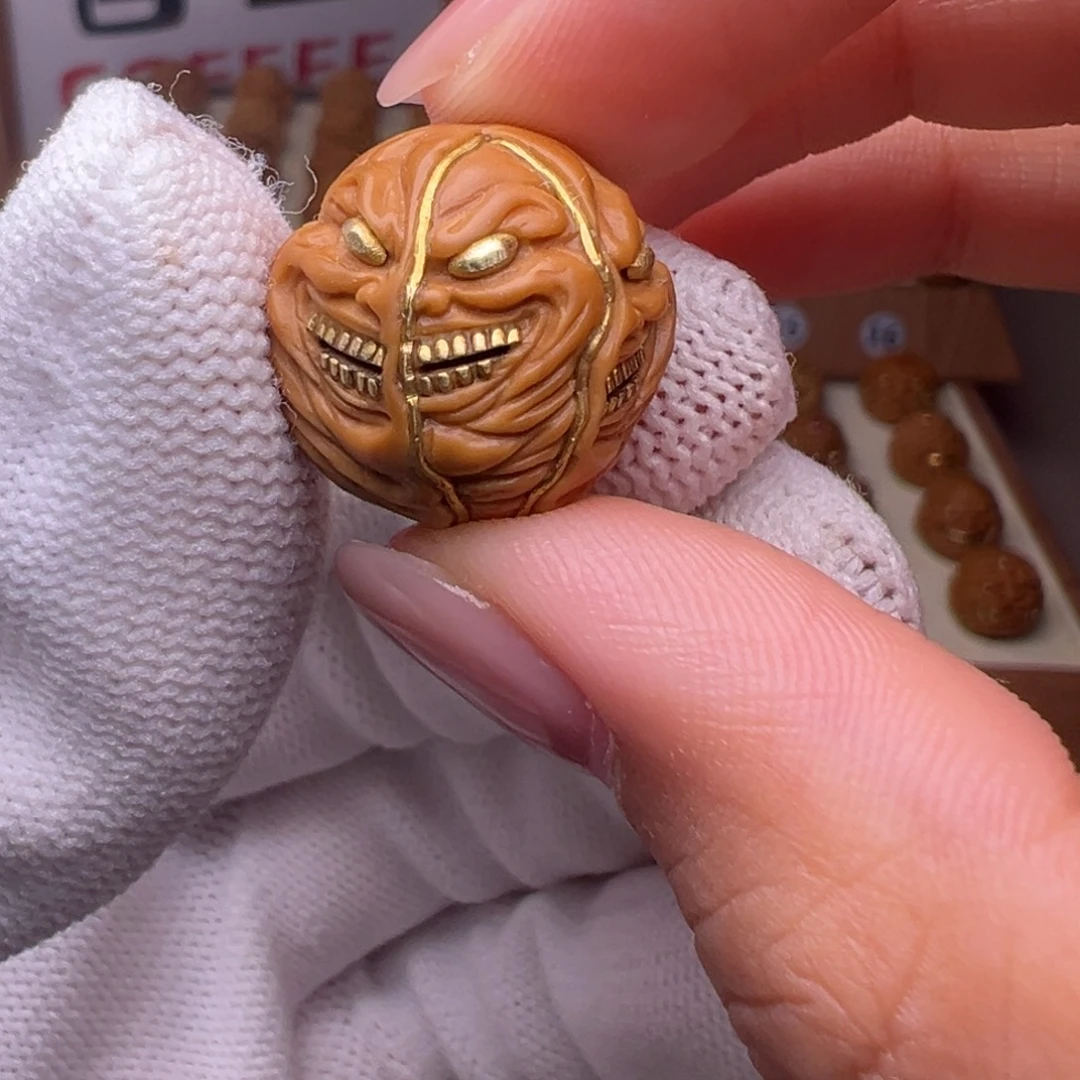 把件猴头核桃镶嵌款一念心魔全品有正常封口线