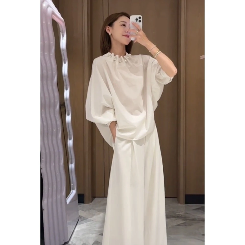 高端小资小上衣独特超好看气质高级感宽松慵懒风白色灯笼袖衬衫女