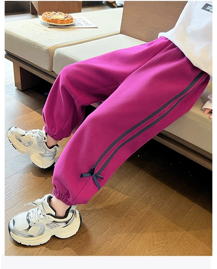 女童春季休闲裤2025新款蝴蝶结裤子春秋款运动卫裤