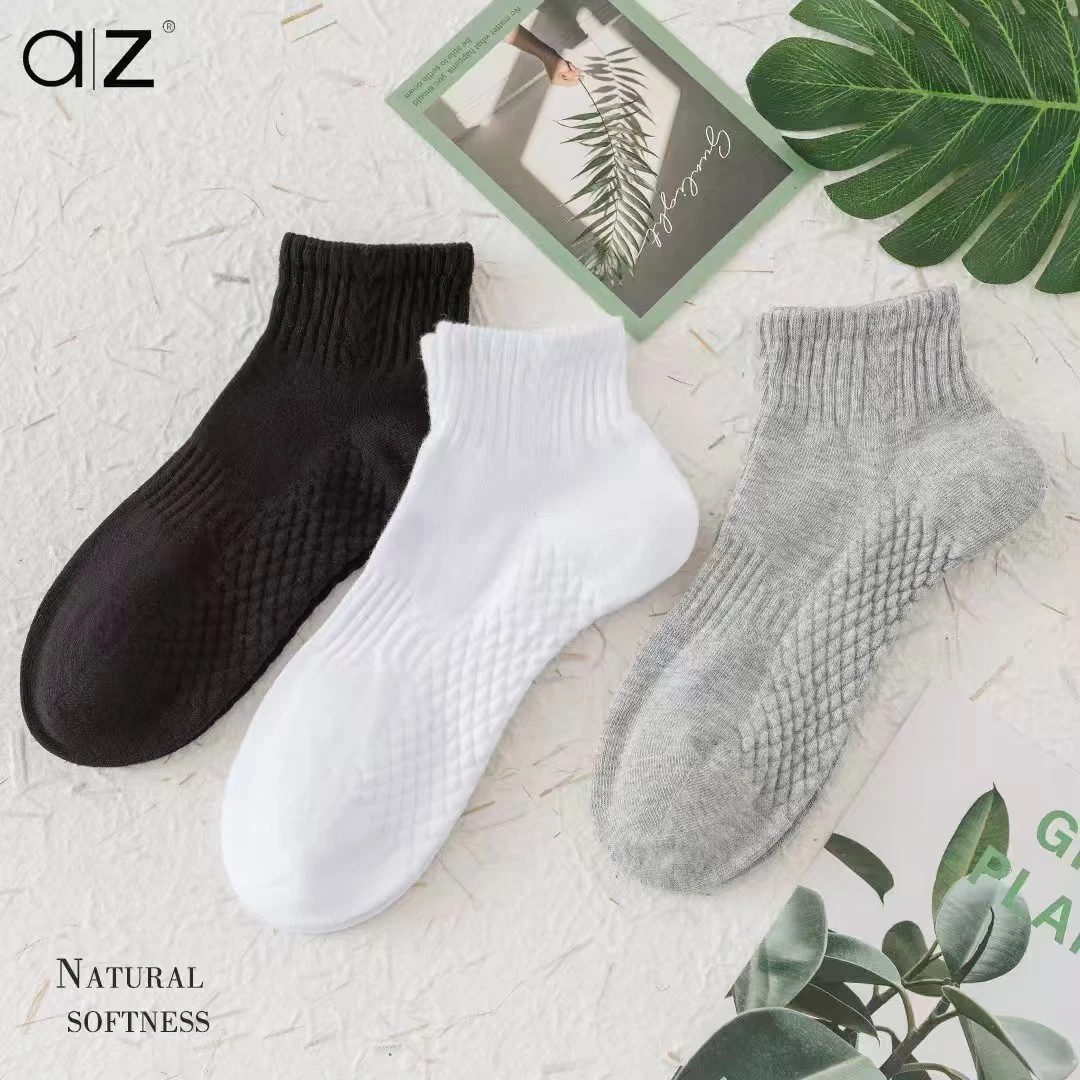 男专业运动袜Z901短简约吸汗中筒袜袜子夏季透气白色袜筒袜纯棉