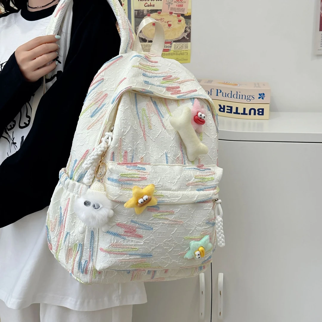 双肩包女高颜值书包中学生ins可爱书包6年级少女百搭初高中背包
