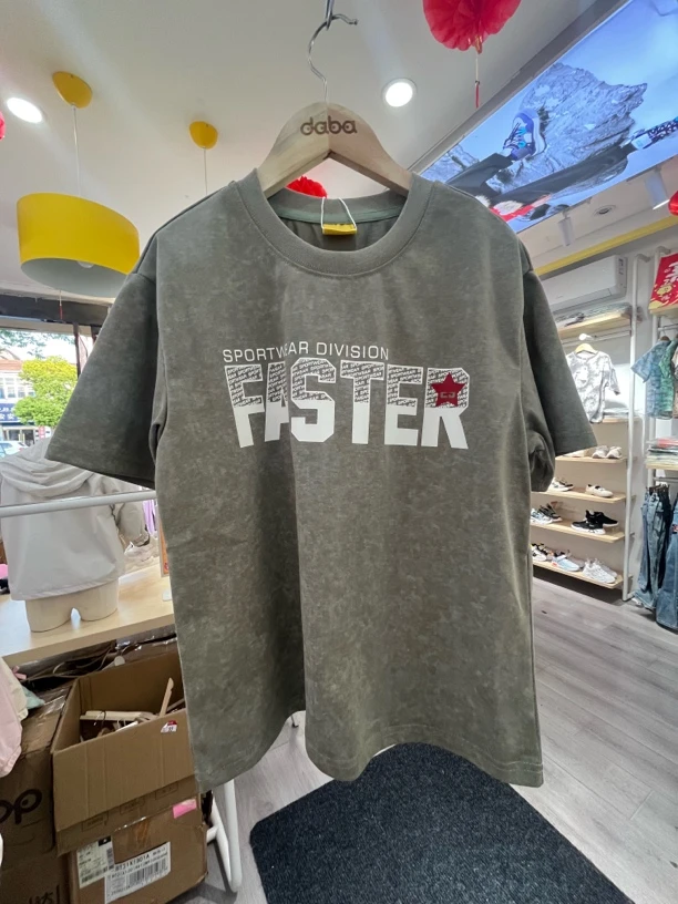 30561A 达巴夏季印花水洗落肩袖T恤