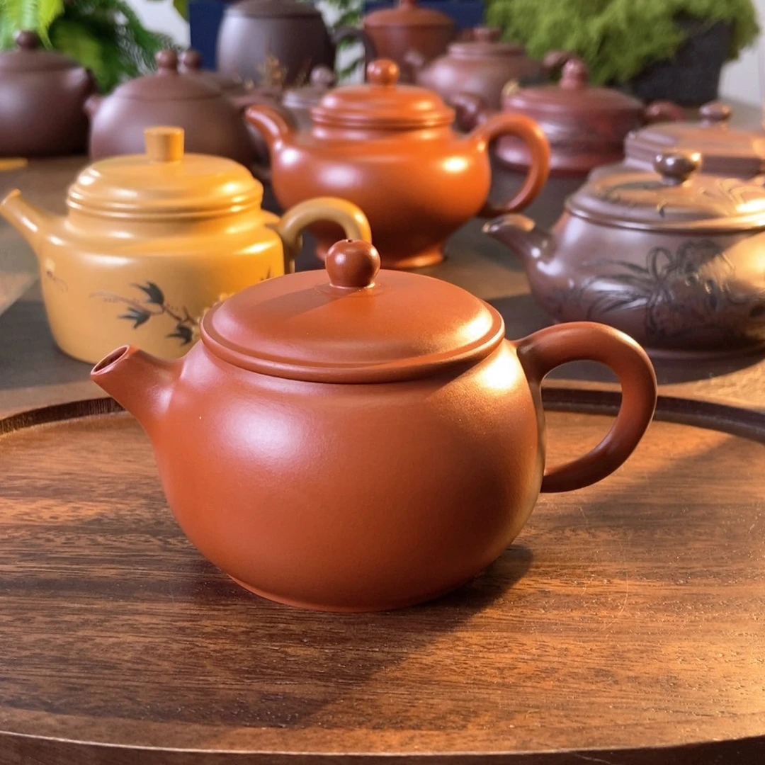 茶壶紫砂红泥150cc精工半手