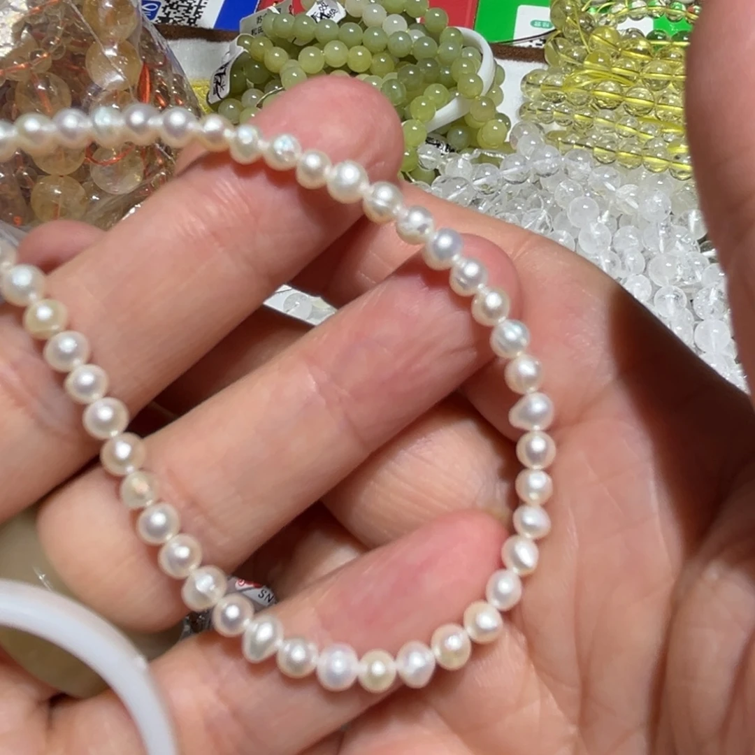 团***饼淡水珍珠手串未镶嵌手串