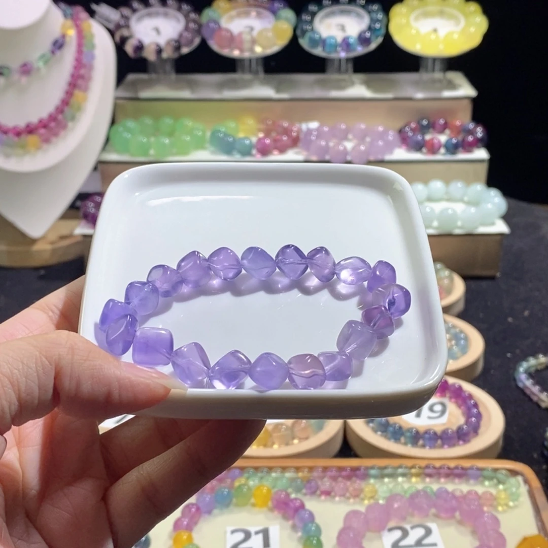 未镶嵌手链萤石梦幻薰衣草紫冰块