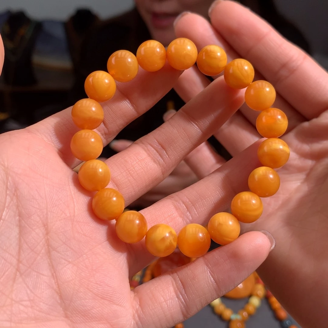 蜜蜡手串未镶嵌天然