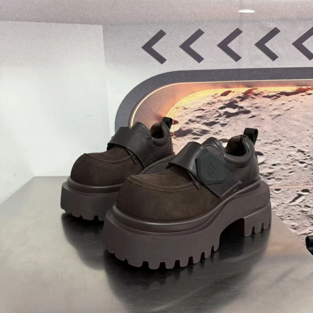 253-3加绒新款2025厚底乐福鞋学院风小皮鞋圆头百搭单鞋