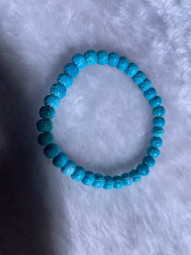 天然原矿绿松石雕刻手串蓝色