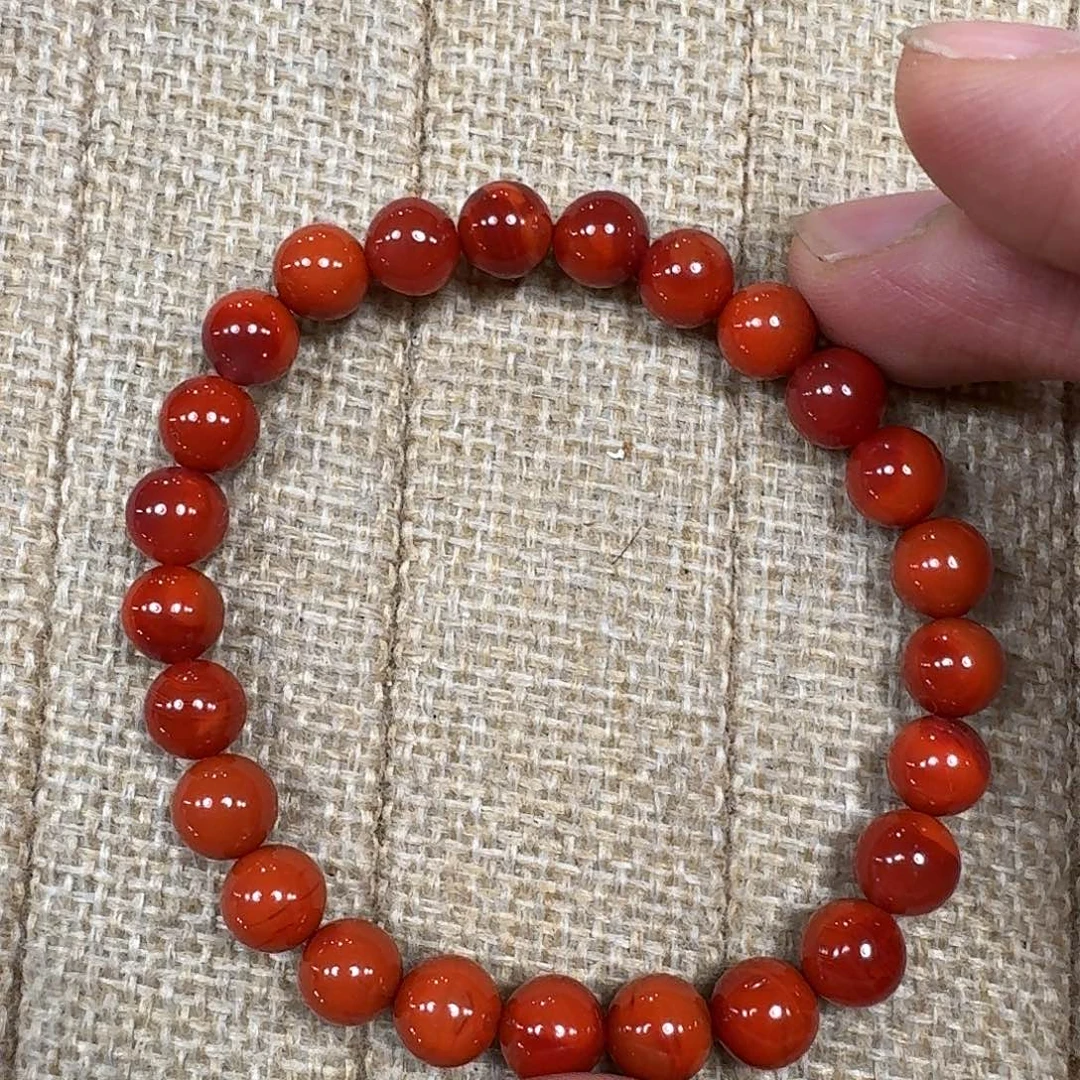 南红玛瑙未镶嵌手链手串原矿南红瓦西高品质柿子锦红7