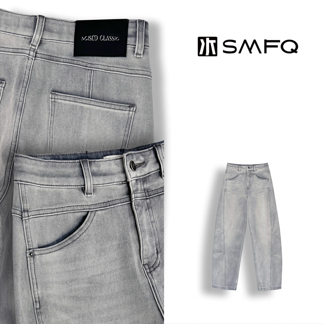 水木夫妻 12.5盎石磨做旧水洗立裁百搭弯刀裤长裤