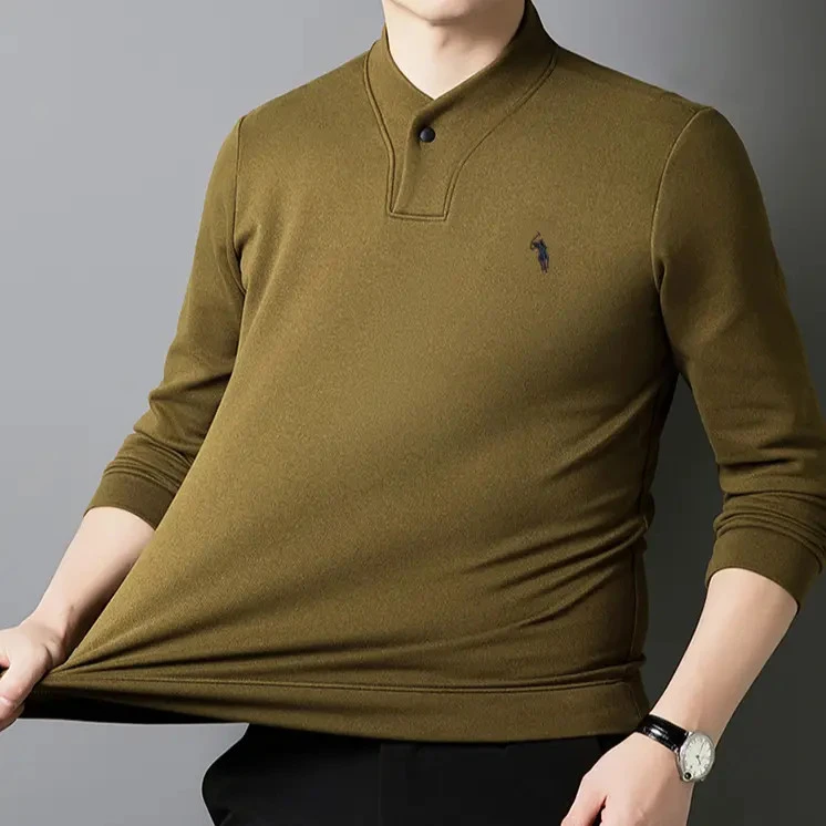 秋冬2025新款【弹力德绒圆领】T恤卫衣男士长袖加厚保暖套头打底衫