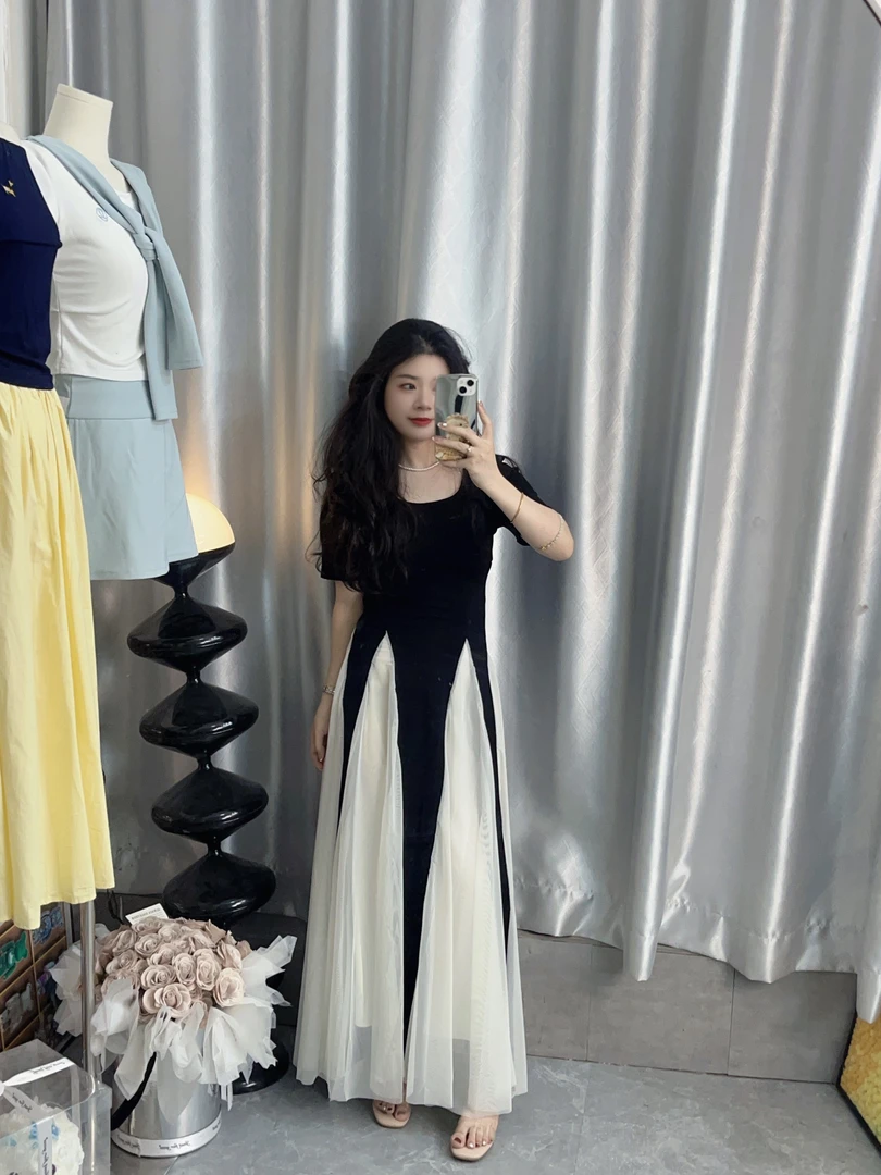 【虎妹推荐】小个子气质拼色显瘦连衣裙