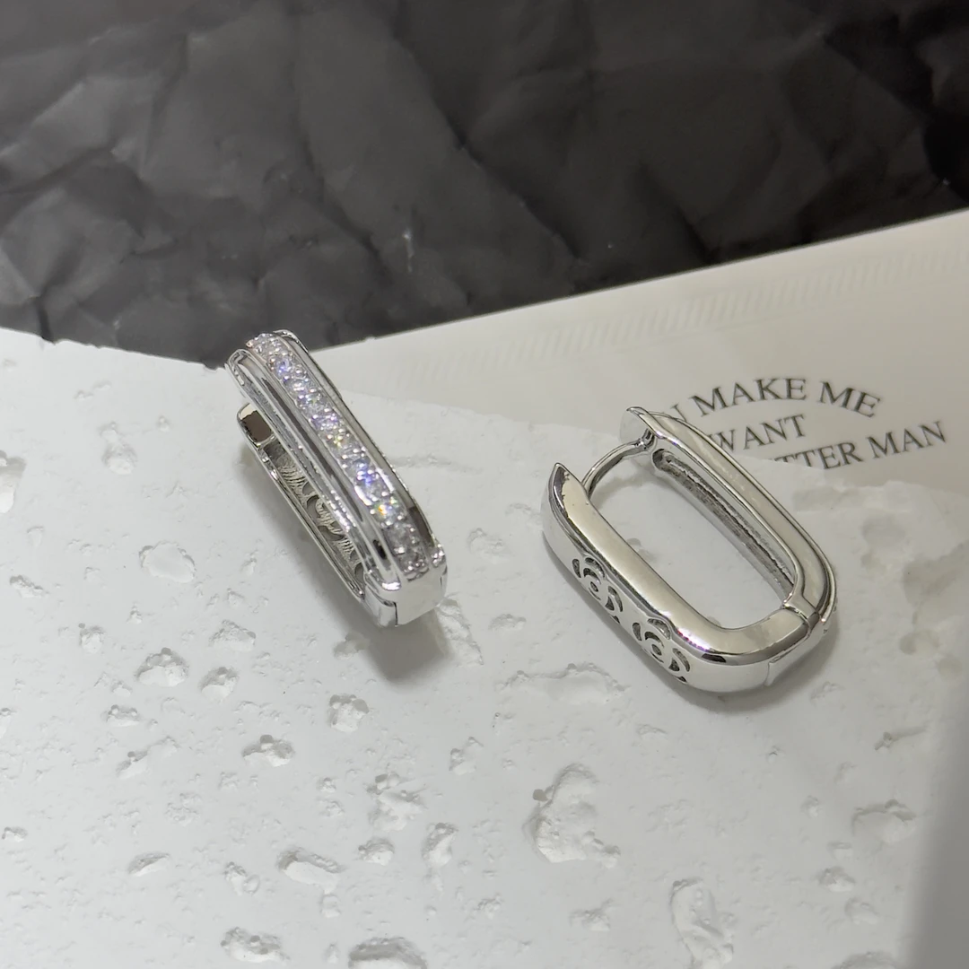 铜合金合成锆石耳饰 气质轻奢时尚百搭小众欧美简约耳环QC4259