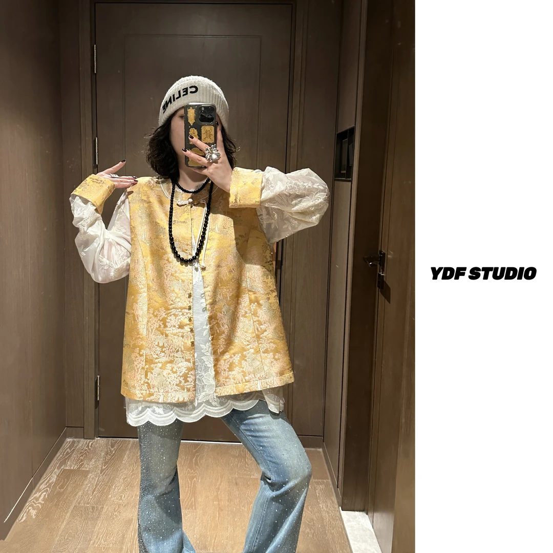 YDFSTUDIO小众【金韵芳华】新中式重磅国风盘扣设计优雅气质两件套
