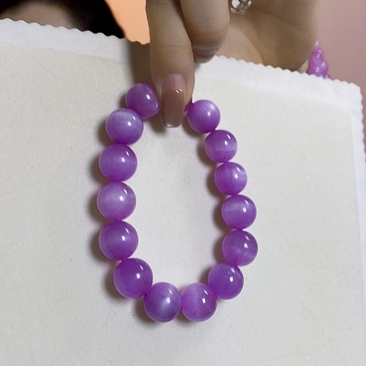 紫锂辉高冰收藏级手串13+锂辉石未镶嵌