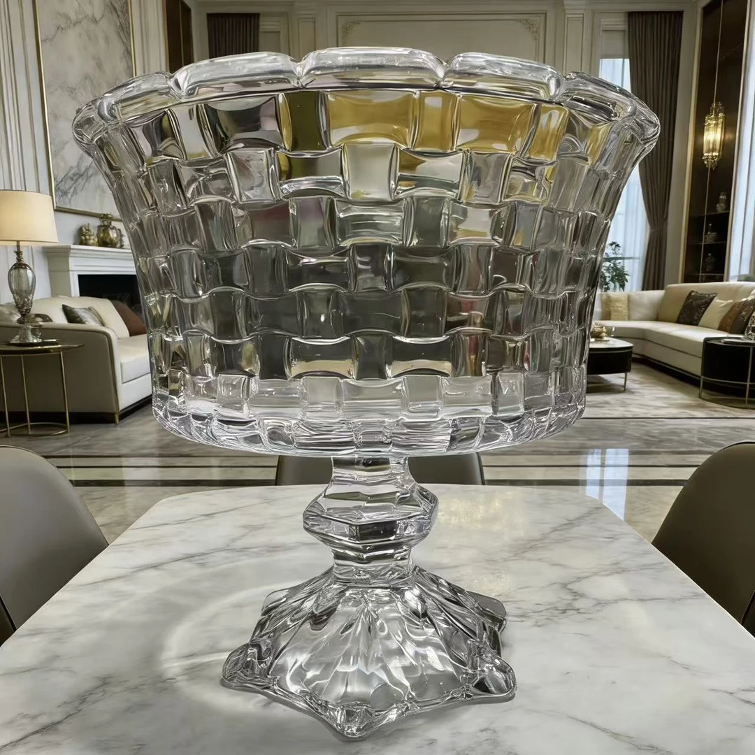 透明编织特大号果斗摆件客厅桌面玄关果盘