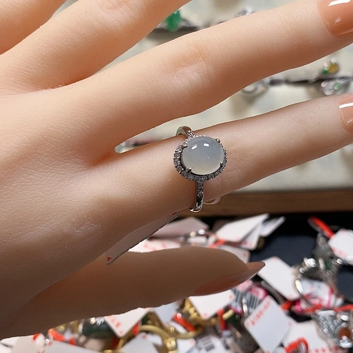 翡翠戒指银S925镶嵌
