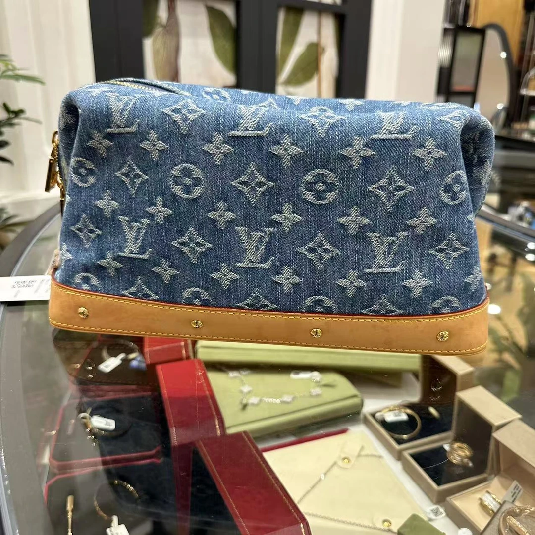99新 LouisVuitton/路易威登 LV牛仔单宁洗漱包/化妆包