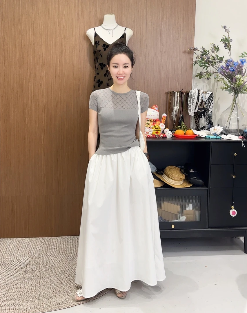 鑫燃KIKI 一抹平法式复古显瘦半身裙 5189 WU