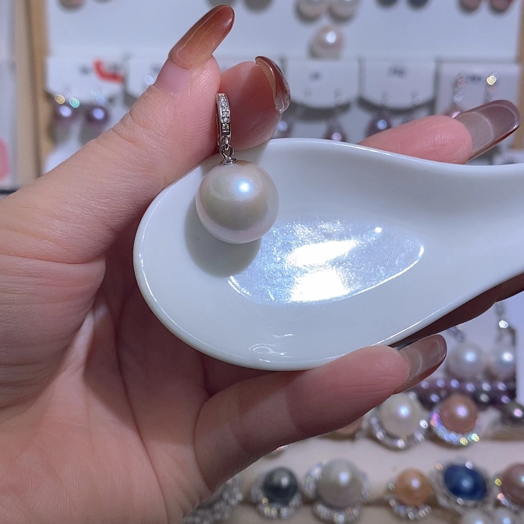 丽***生淡水珍珠银S925镶嵌吊坠(赠链)w14.9