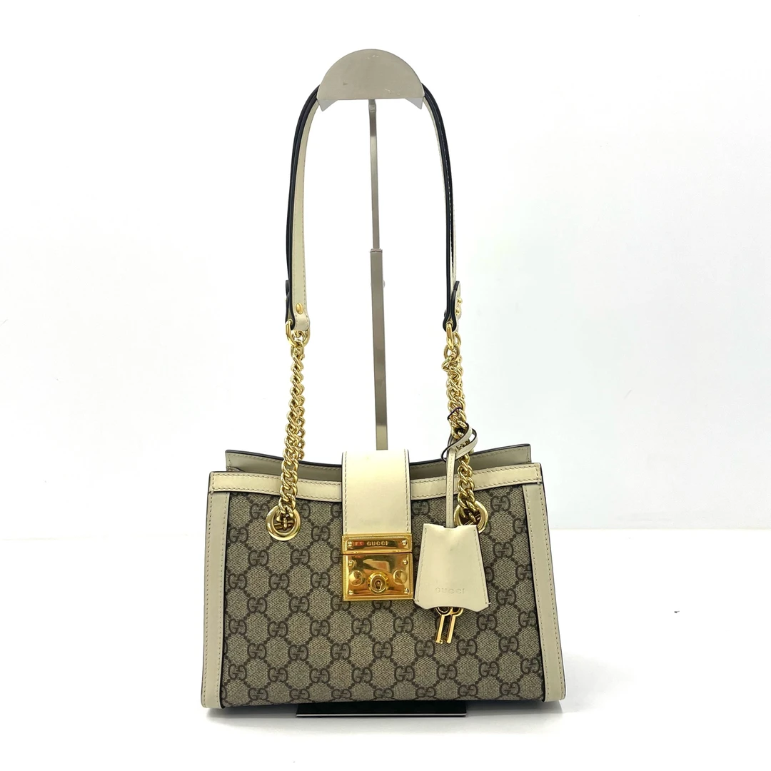 95新 GUCCI/古驰 98新 Padlock 经典老花托特包购物袋手提单肩包