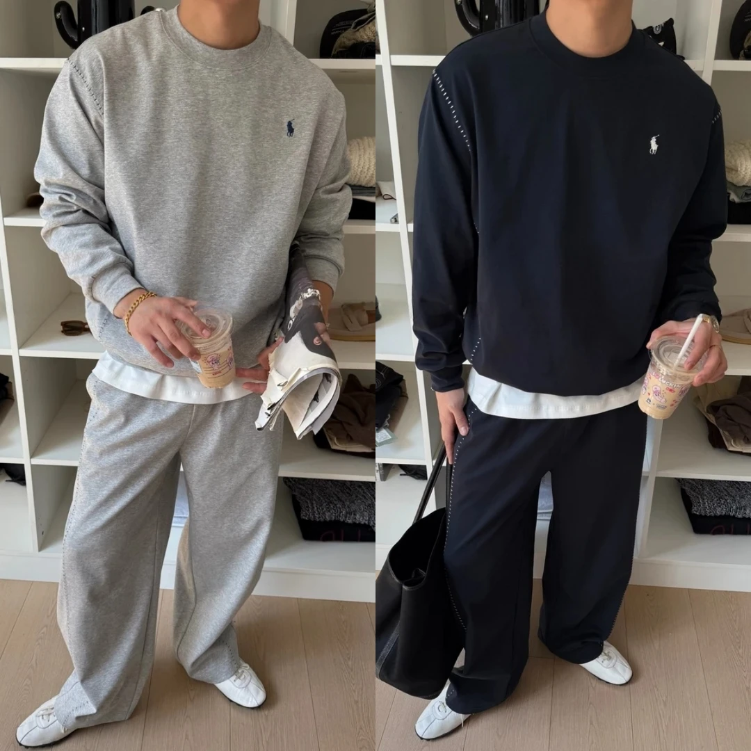 2025秋新款复古精致小马标刺绣休闲上衣花纱棉感柔软缝绣时尚套装