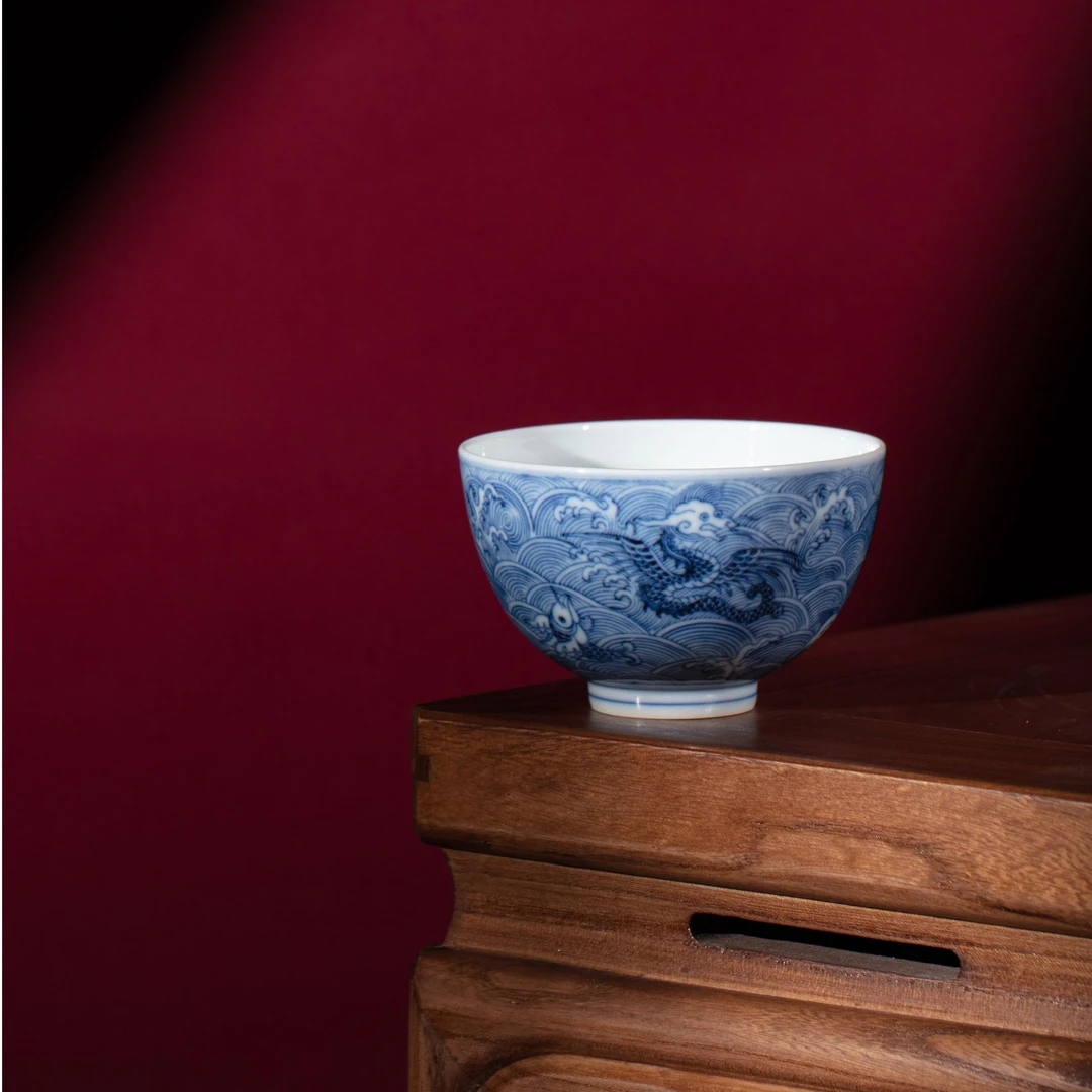 冯氏 · 祖传窑&柴窑 海水海怪鸡心杯 非遗传承400余年 · 纯柴窑