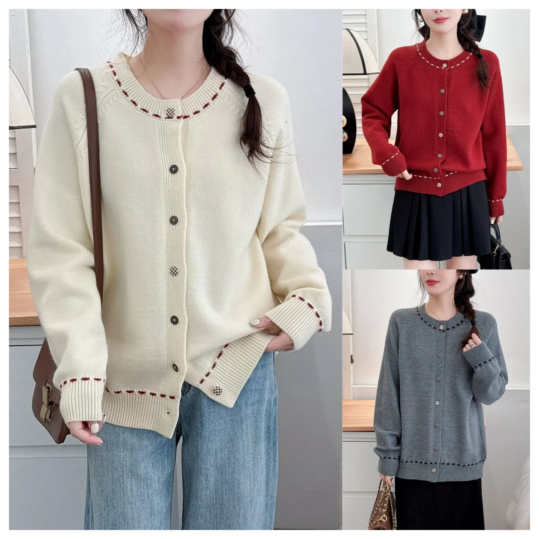 新款大码胖MM开衫毛衣女装冬季新法式设计感宽松显瘦百搭针织上衣