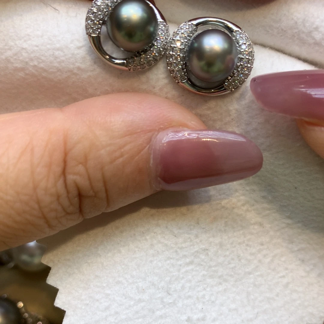 银S925镶嵌耳饰海水珍珠