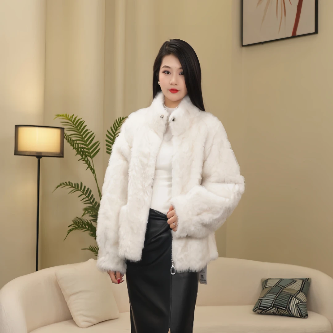 新款8027冬季立领短款外套时尚休闲气质宽松加厚设计师-