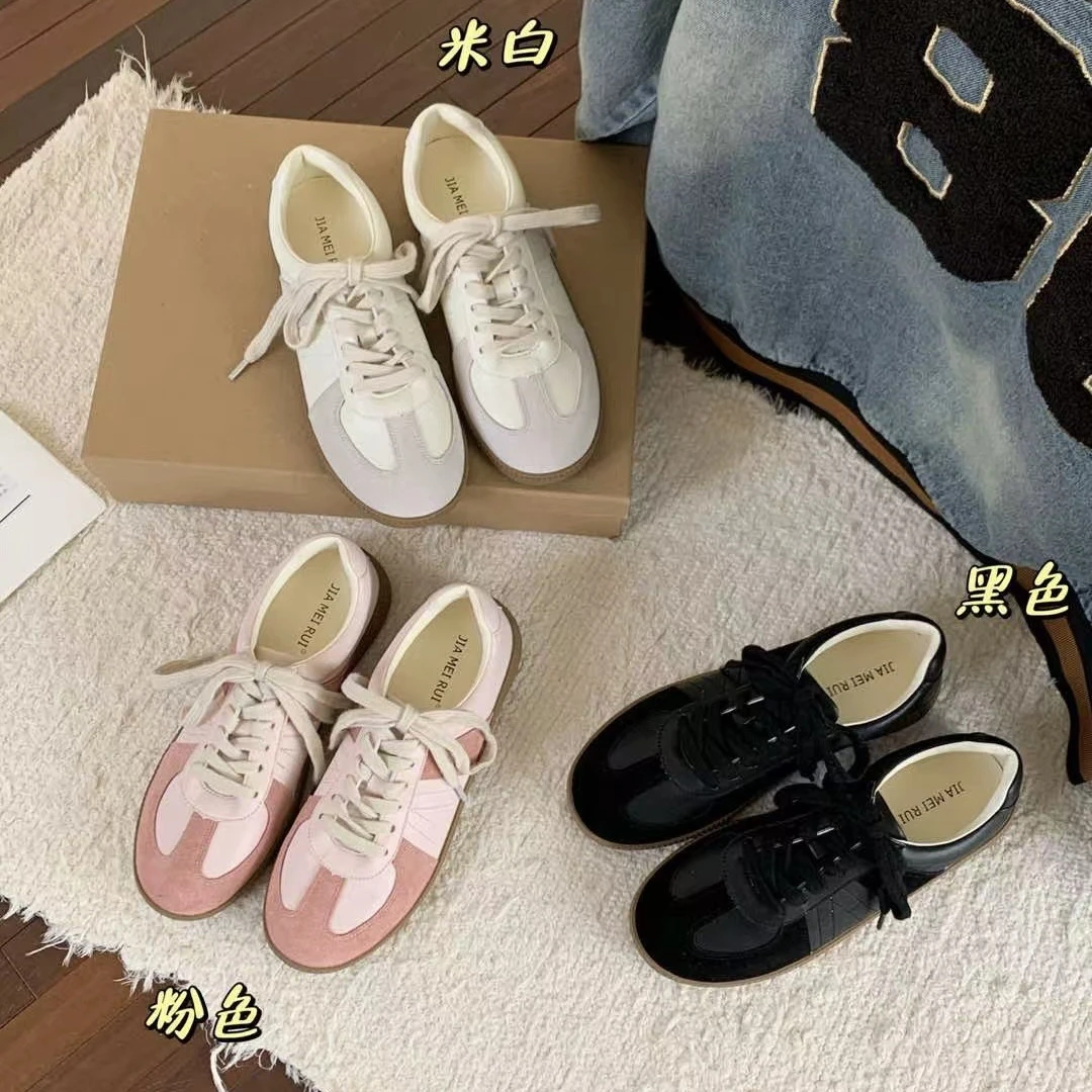 爆款春季新款真皮百搭软底平底德训鞋女鞋韩版学生通勤女鞋932-6
