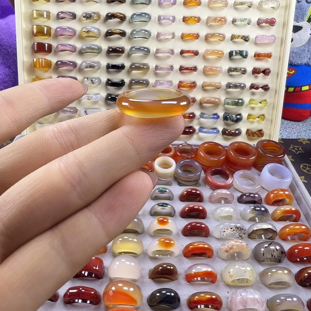 玛瑙/玉髓未镶嵌戒指A2不退换18.5港19