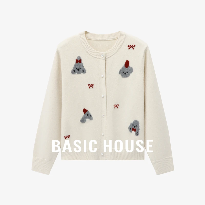 Basic House/百家好春季慵懒风小香时尚短款针织毛衣B06245C2292